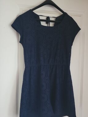 Maurices Navy Crochet/Lace Cap-Sleeve Romper